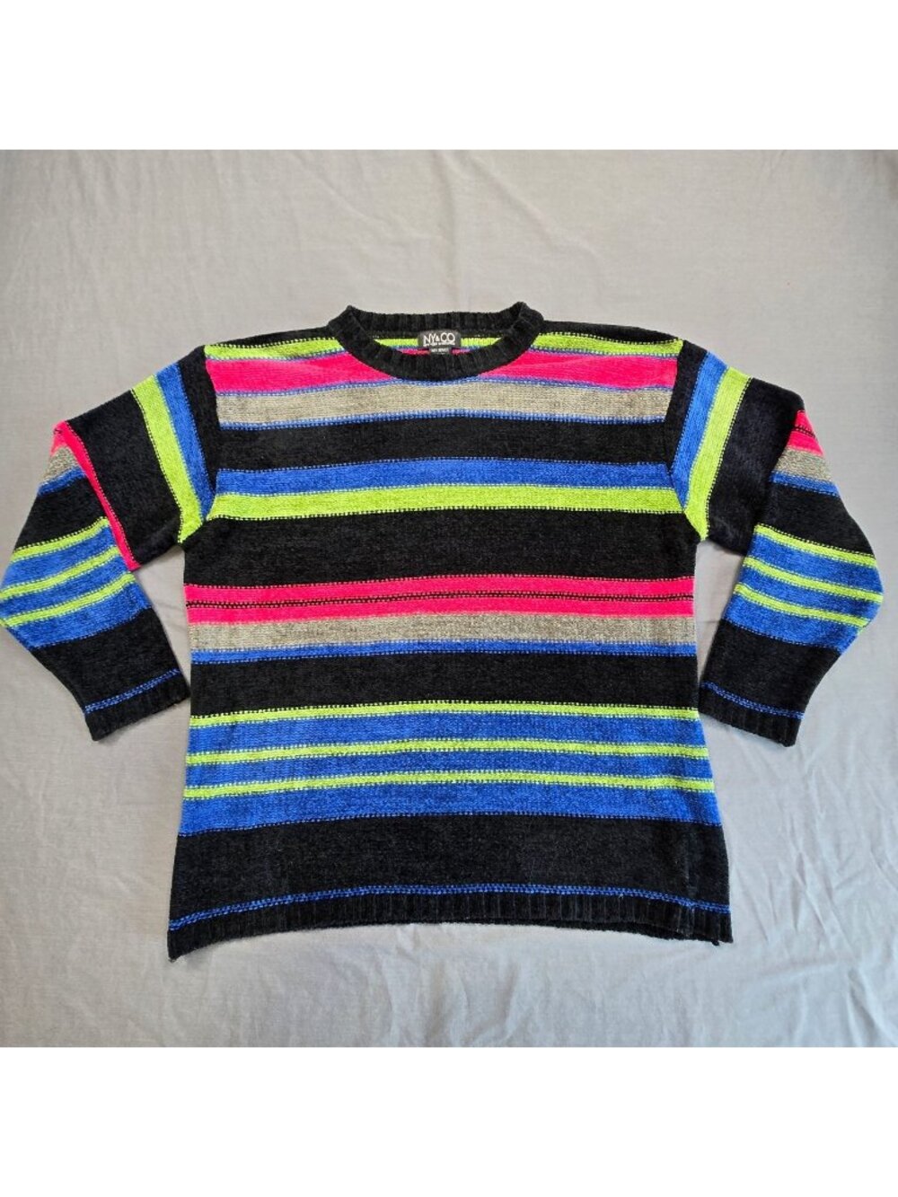 NY & Co Small Striped Sweater Black Knit Casual Top